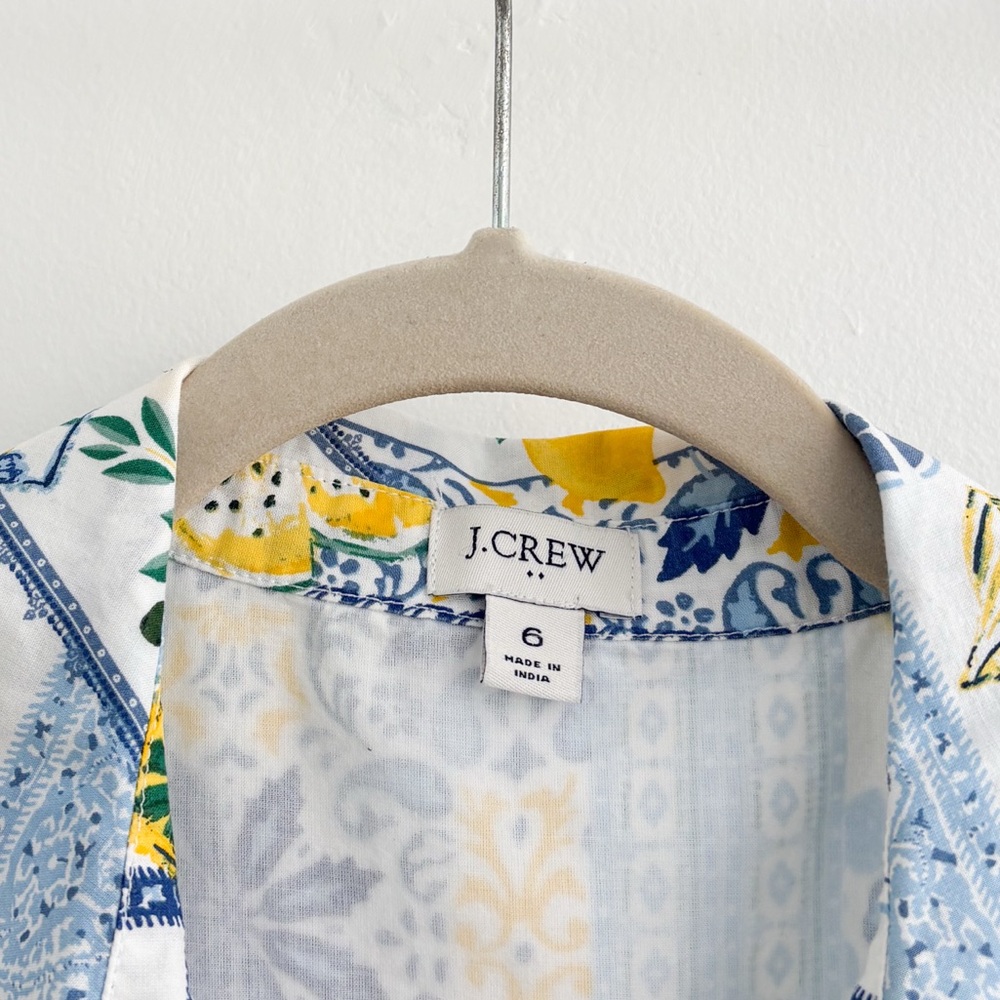 J.Crew Factory Collared Patchwork Beachy Tiered Cotton Midi Dress - Picture 6 of 8
